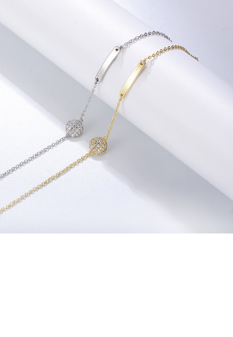 925 Sterling Silver Simple Fashion Round Bar Geometric Bracelet with Cubic Zirconia - Luxurious Look