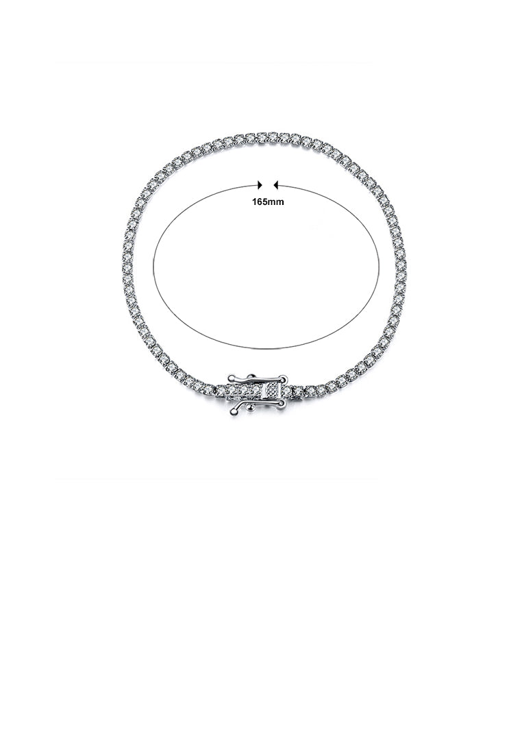 925 Sterling Silver Simple Bright Geometric Chain Bracelet with Cubic Zirconia - Luxurious Look