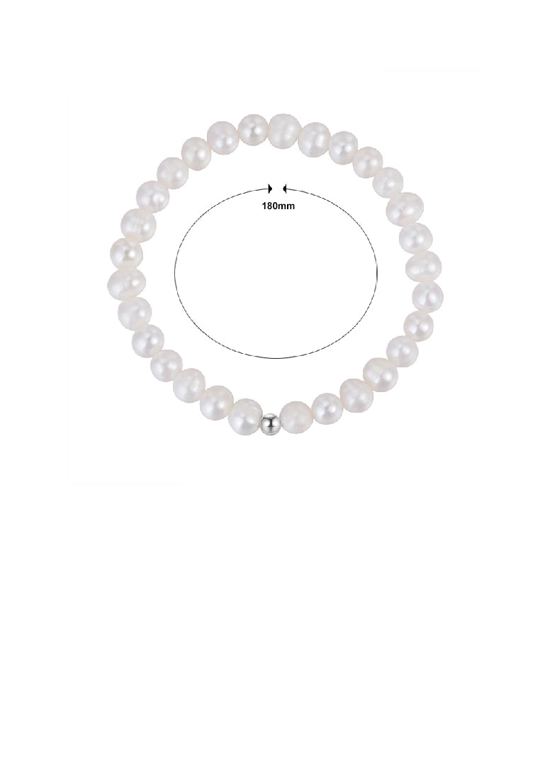 925 Sterling Silver Fashion Elegant Freshwater Pearl Beaded Bracelet - Luxurious Look