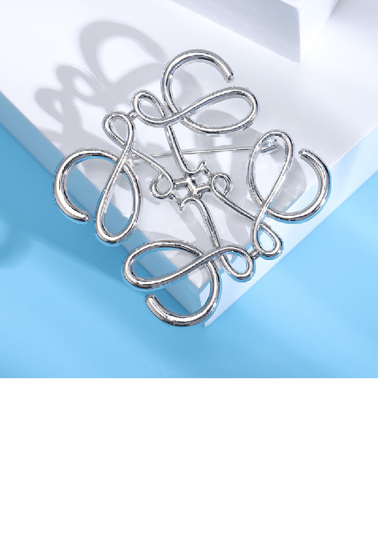 Simple Vintage Line Pattern Geometric Square Brooch