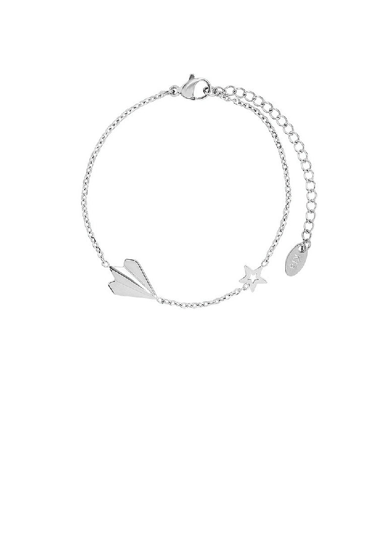 Simple Temperament 316L Stainless Steel Paper Airplane Star Bracelet