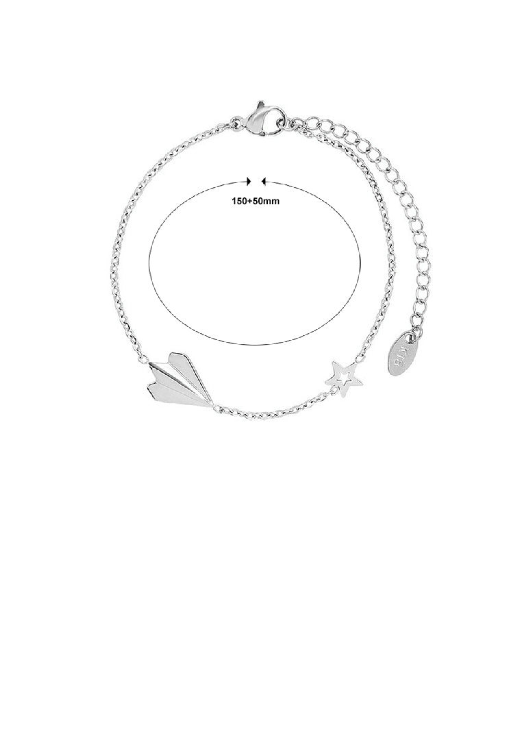 Simple Temperament 316L Stainless Steel Paper Airplane Star Bracelet