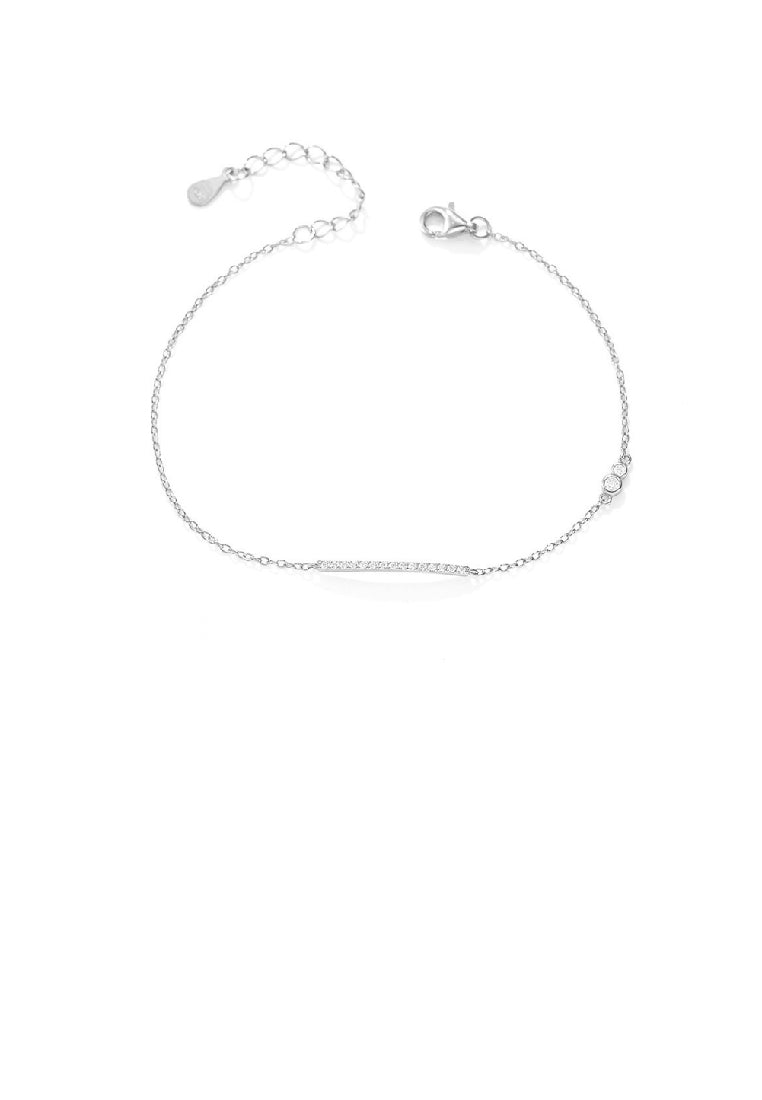 925 Sterling Silver Simple Fashion Geometric Bar Bracelet with Cubic Zirconia - Luxurious Look