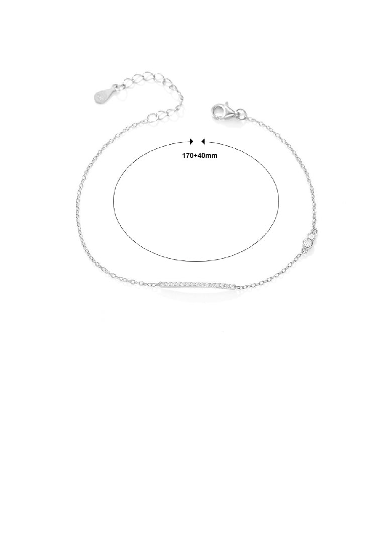 925 Sterling Silver Simple Fashion Geometric Bar Bracelet with Cubic Zirconia - Luxurious Look