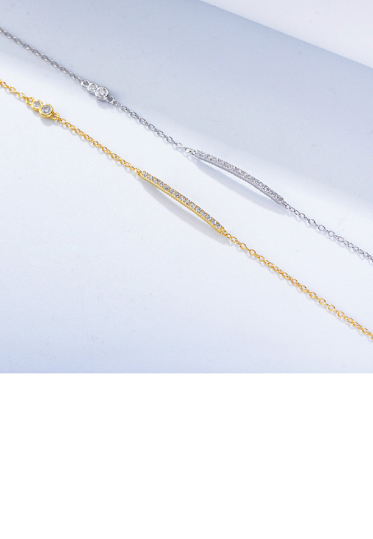 925 Sterling Silver Simple Fashion Geometric Bar Bracelet with Cubic Zirconia - Luxurious Look