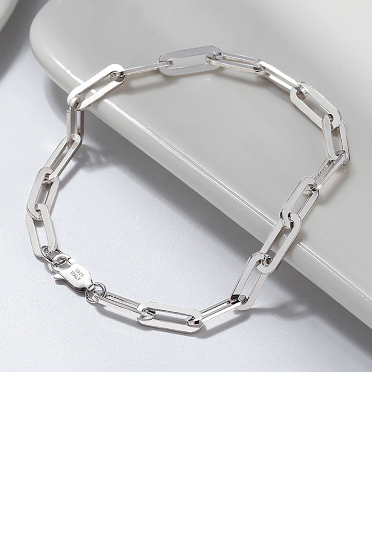 925 Sterling Silver Simple Fashion Geometric Chain Bracelet