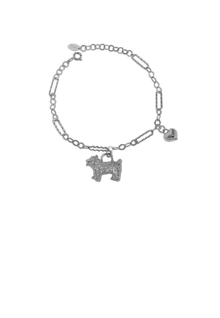 925 Sterling Silver Simple Cute Puppy Heart Bracelet