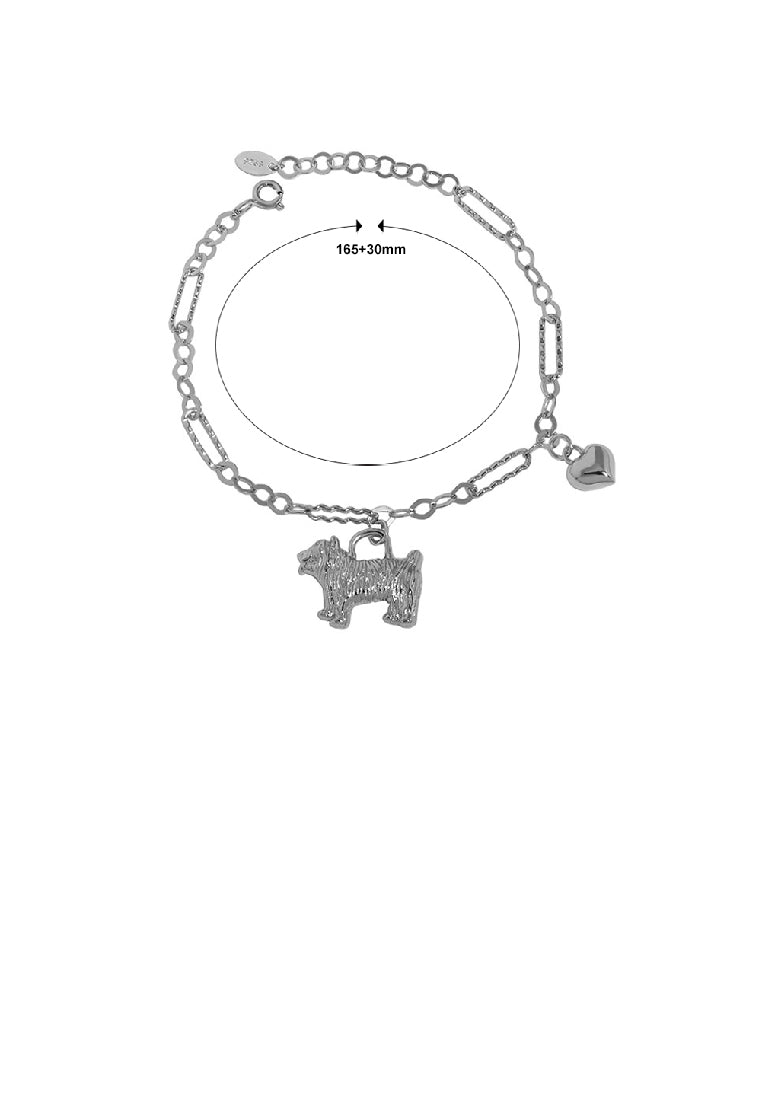 925 Sterling Silver Simple Cute Puppy Heart Bracelet