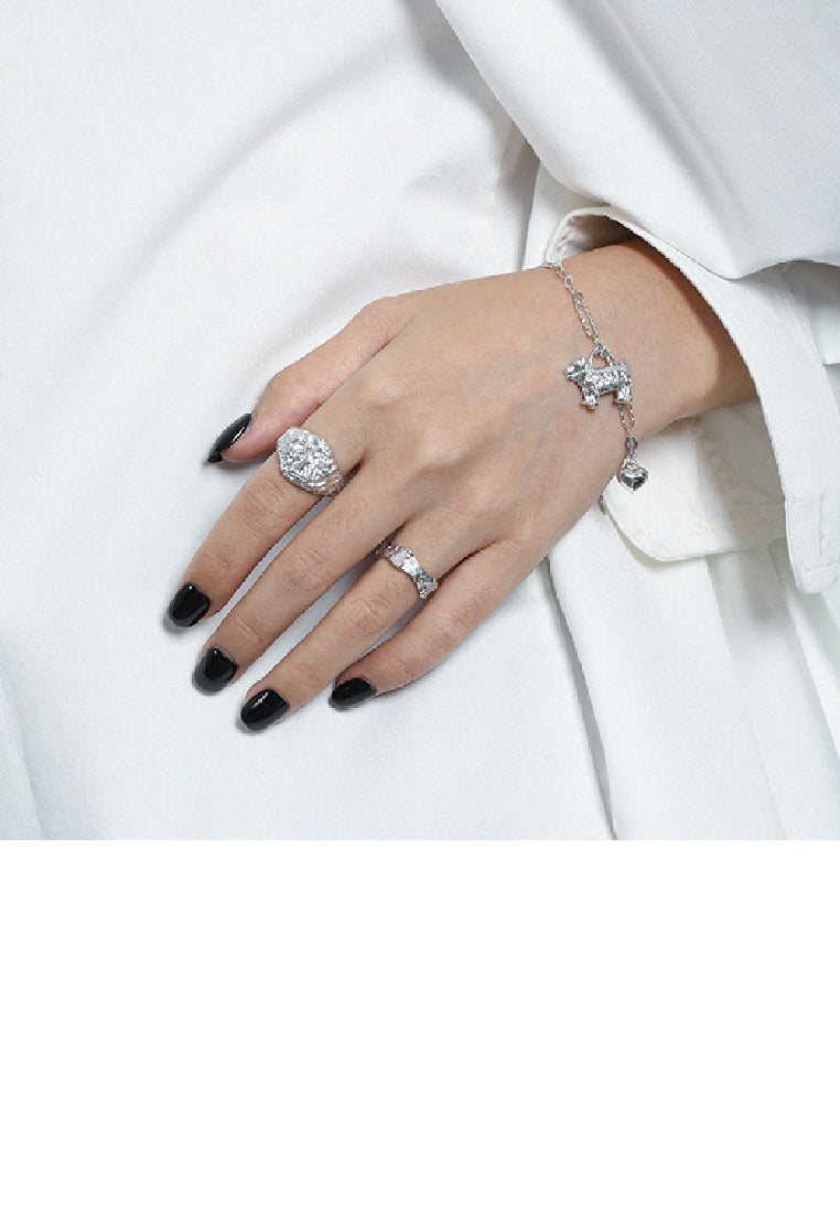 925 Sterling Silver Simple Cute Puppy Heart Bracelet