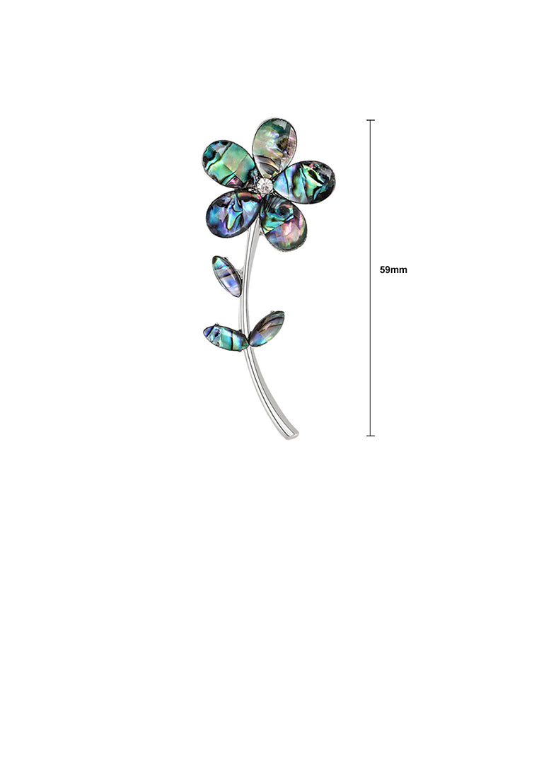 Fashion Simple Flower Shell Brooch with Cubic Zirconia - Luxurious Look