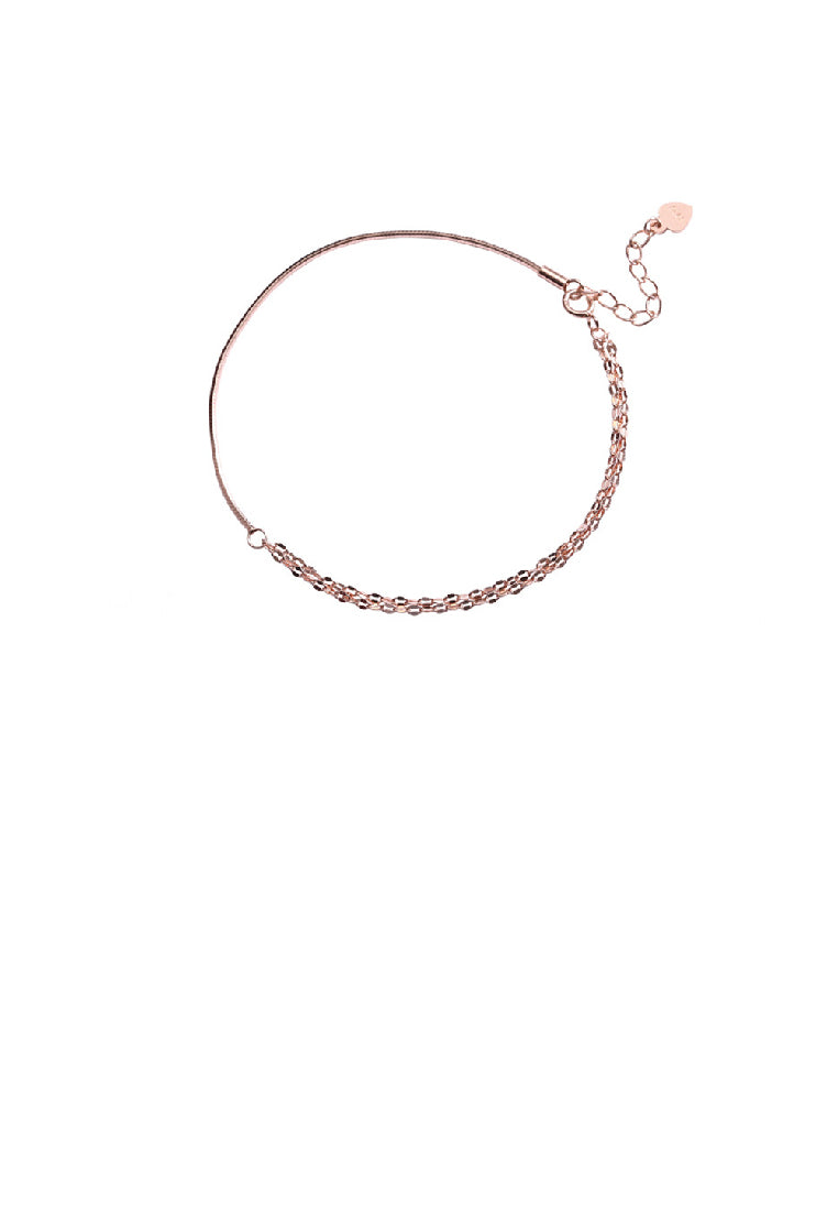 925 Sterling Silver Plated Rose Gold Simple Fashion Twist Chain Splicing Bracelet