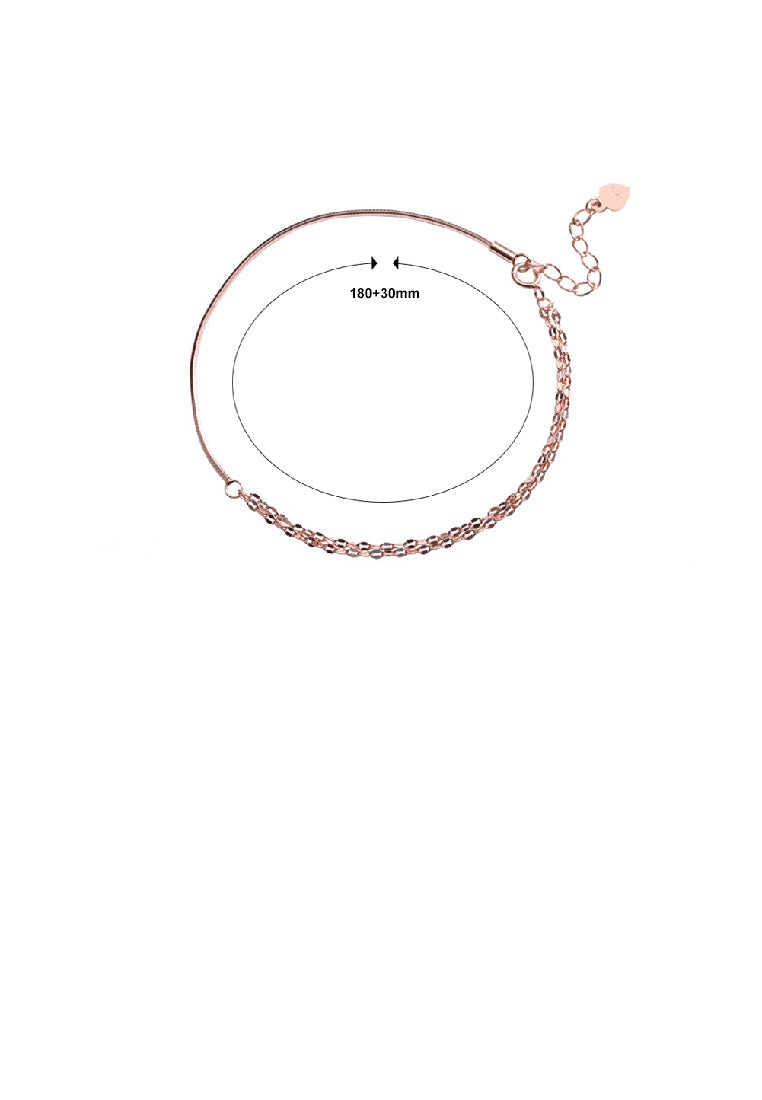 925 Sterling Silver Plated Rose Gold Simple Fashion Twist Chain Splicing Bracelet