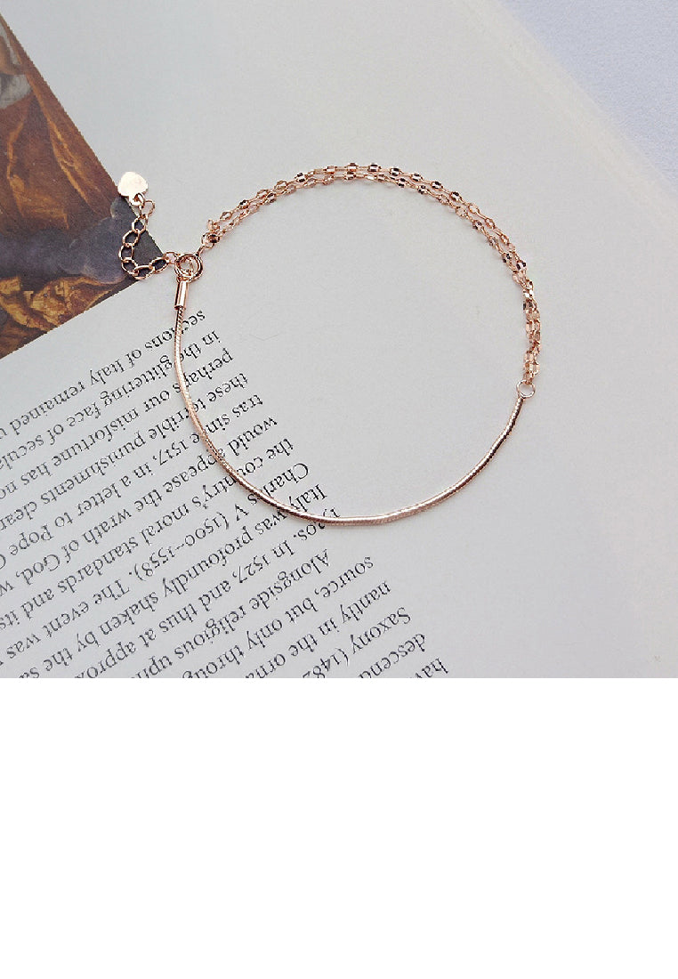 925 Sterling Silver Plated Rose Gold Simple Fashion Twist Chain Splicing Bracelet