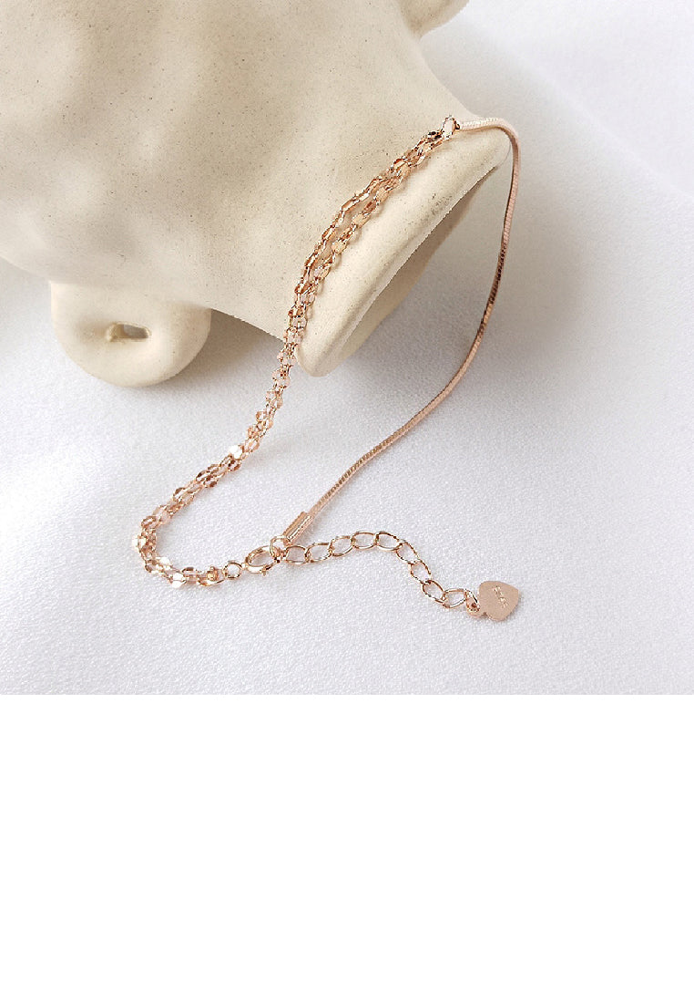 925 Sterling Silver Plated Rose Gold Simple Fashion Twist Chain Splicing Bracelet