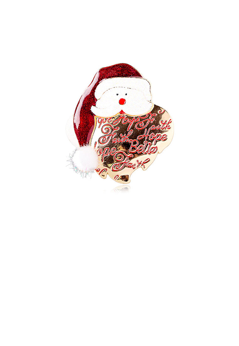 Simple and Cute Plated Gold Santa Brooch