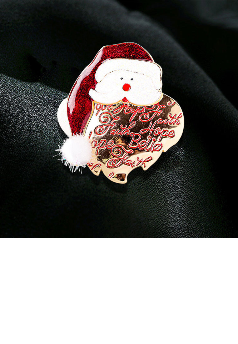 Simple and Cute Plated Gold Santa Brooch