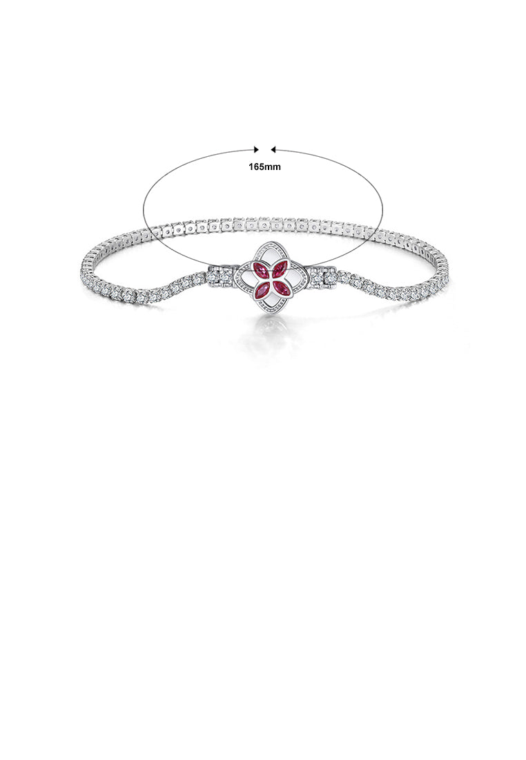 925 Sterling Silver Fashion Temperament Four Leafed Clover Cubic Zirconia Bracelet - Luxurious Look