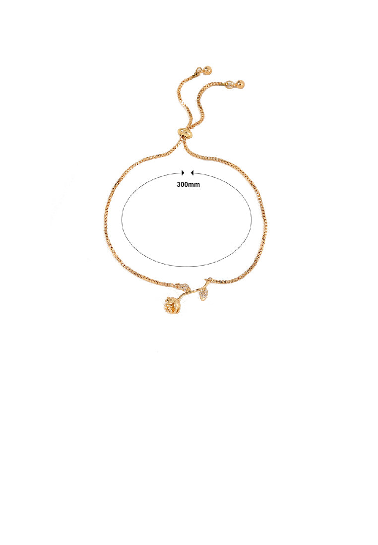 Fashion Temperament Plated Gold Rose Adjustable Bracelet with Cubic Zirconia - Luxurious Look