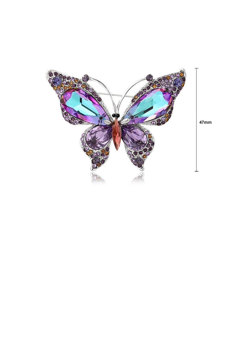 Elegant Brilliant Butterfly Brooch with Purple Cubic Zirconia - Luxurious Look