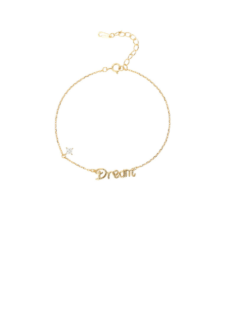 925 Sterling Silver Plated Gold Fashion Simple Dream Bracelet with Cubic Zirconia - Luxurious Look