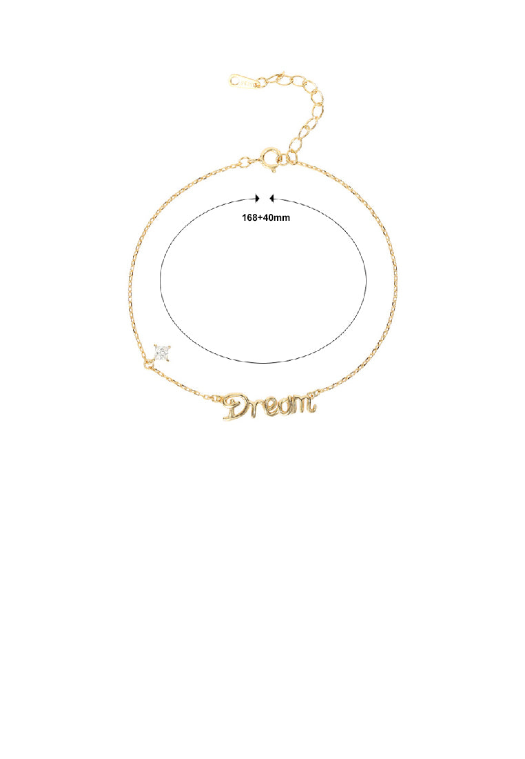 925 Sterling Silver Plated Gold Fashion Simple Dream Bracelet with Cubic Zirconia - Luxurious Look