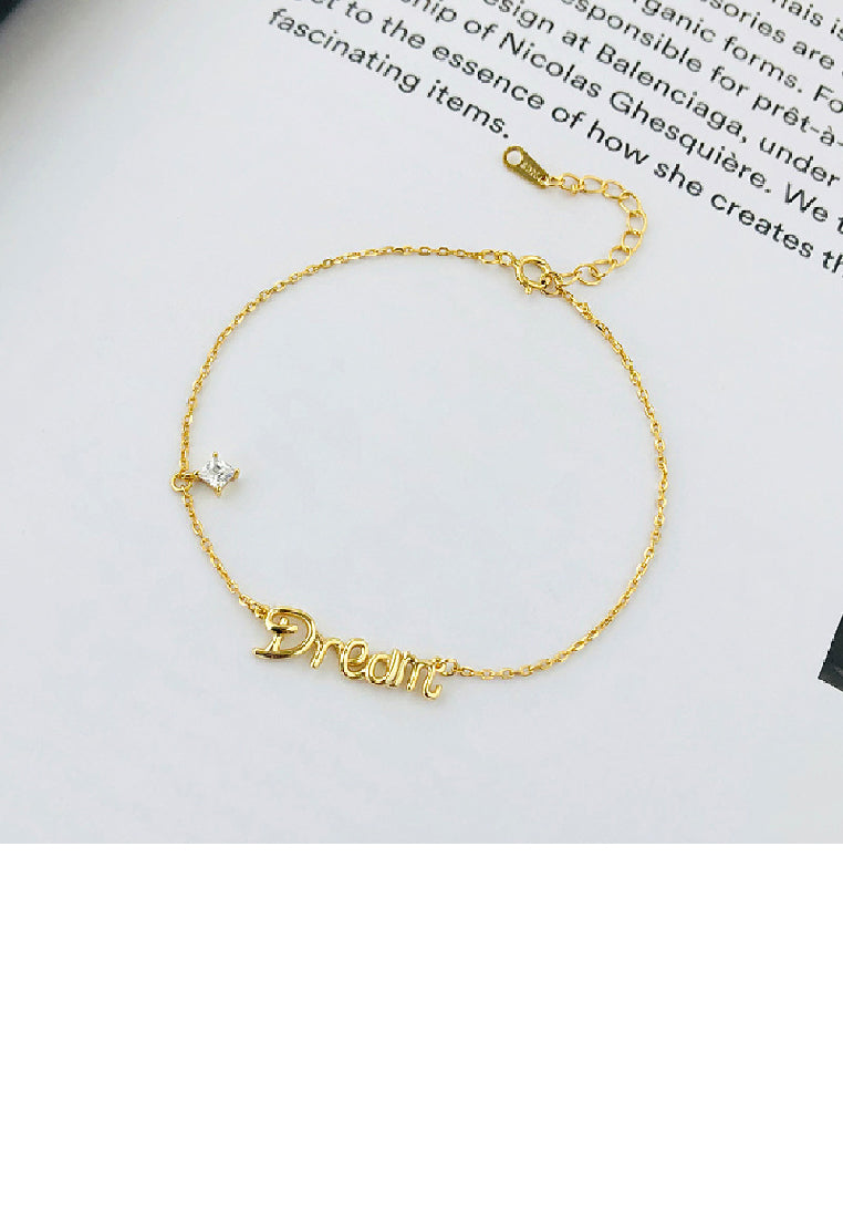 925 Sterling Silver Plated Gold Fashion Simple Dream Bracelet with Cubic Zirconia - Luxurious Look