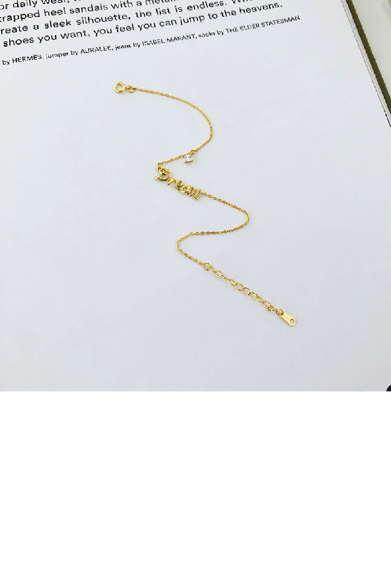 925 Sterling Silver Plated Gold Fashion Simple Dream Bracelet with Cubic Zirconia - Luxurious Look