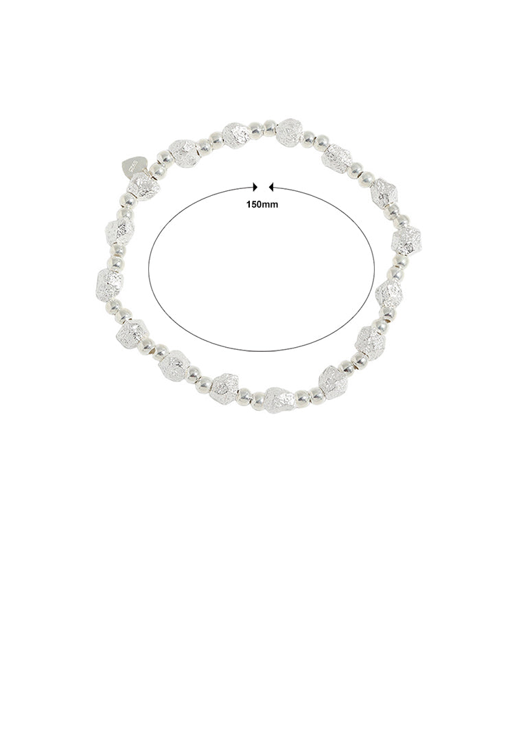 925 Sterling Silver Fashion Simple Geometric Round Bead Bracelet