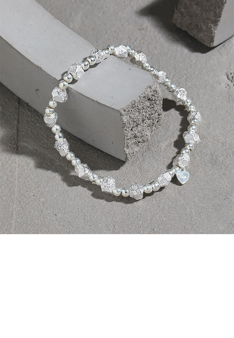 925 Sterling Silver Fashion Simple Geometric Round Bead Bracelet