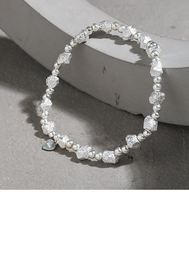 925 Sterling Silver Fashion Simple Geometric Round Bead Bracelet