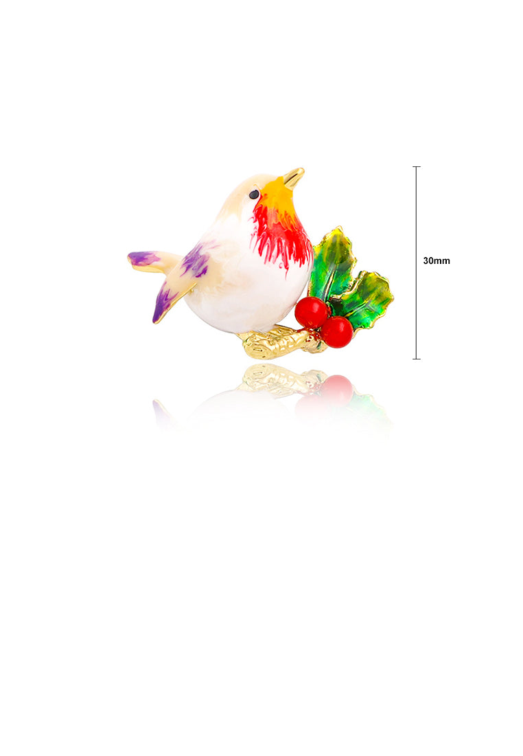 Simple and Fashion Plated Gold Enamel White Bird Brooch