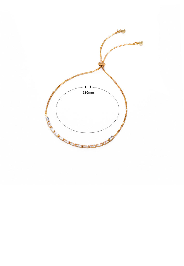 Simple Fashion Plated Gold Geometric Rectangular Cubic Zirconia Adjustable Bracelet - Luxurious Look