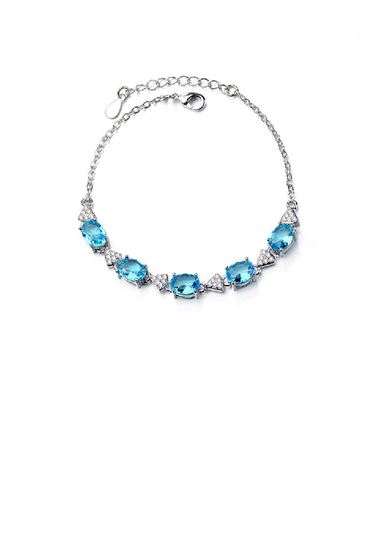 Fashion Brilliant Blue Cat Bracelet with Cubic Zirconia - Luxurious Look