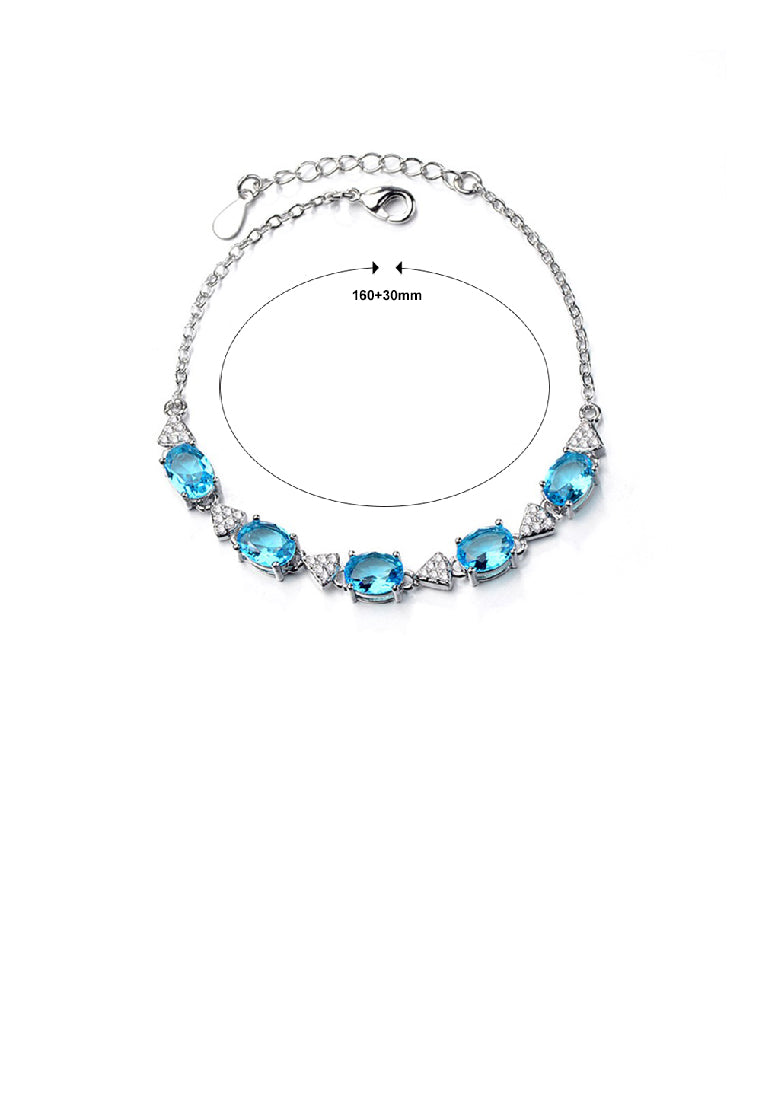 Fashion Brilliant Blue Cat Bracelet with Cubic Zirconia - Luxurious Look