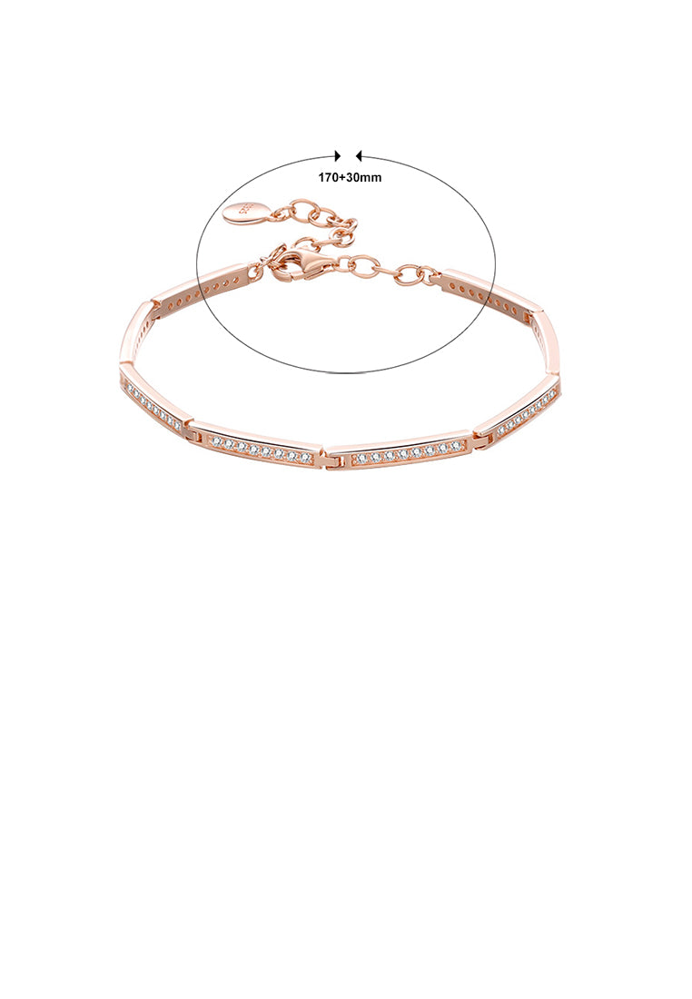925 Sterling Silver Plated Rose Gold Fashion Simple Bamboo Geometric Bracelet with Cubic Zirconia - Luxurious Look
