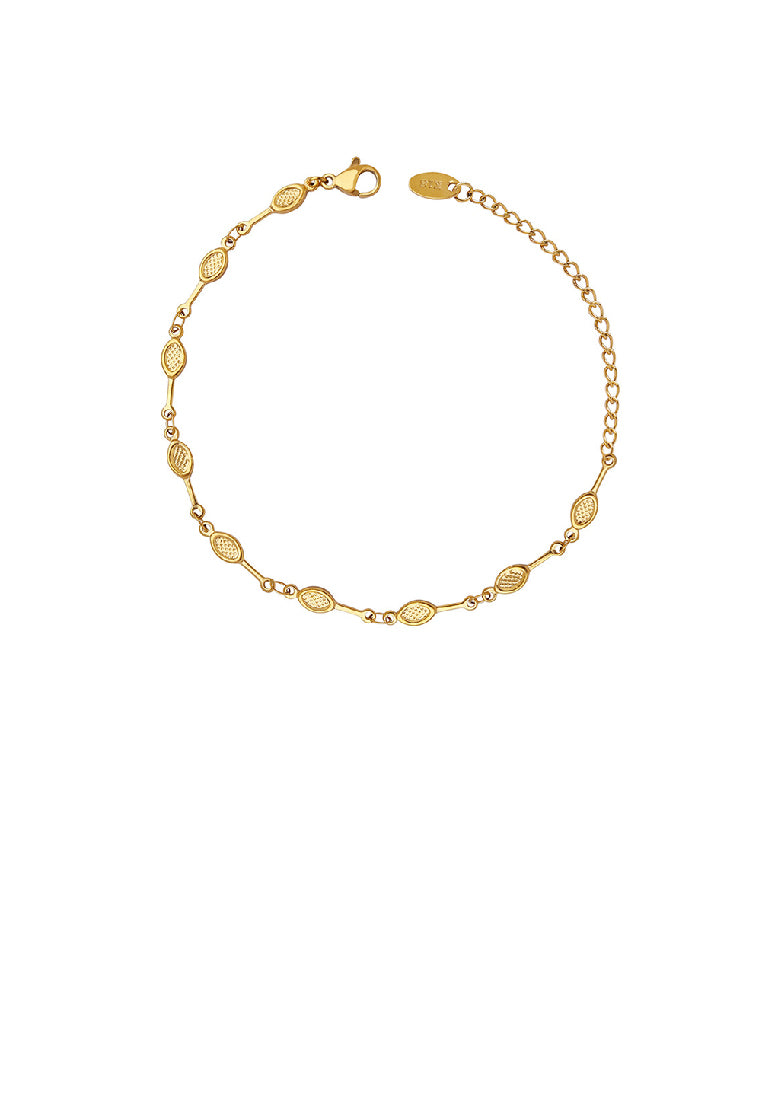 Fashion Simple Plated Gold 316L Stainless Steel Geometric Oval Chain Bracelet
