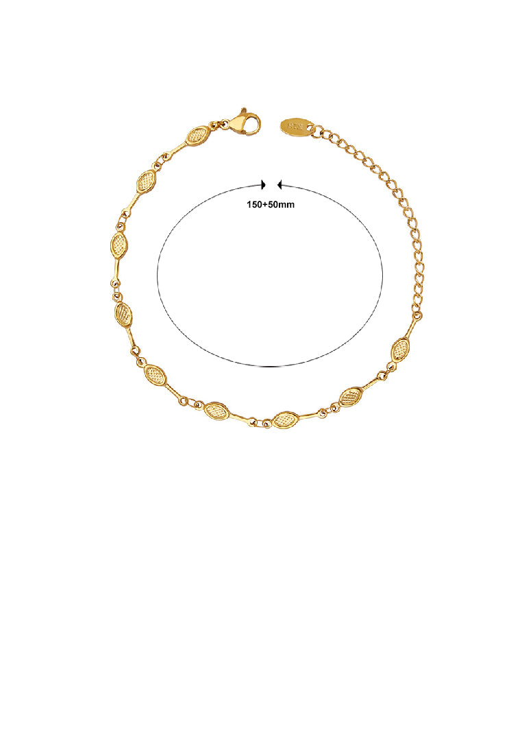 Fashion Simple Plated Gold 316L Stainless Steel Geometric Oval Chain Bracelet