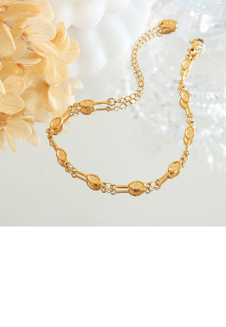 Fashion Simple Plated Gold 316L Stainless Steel Geometric Oval Chain Bracelet