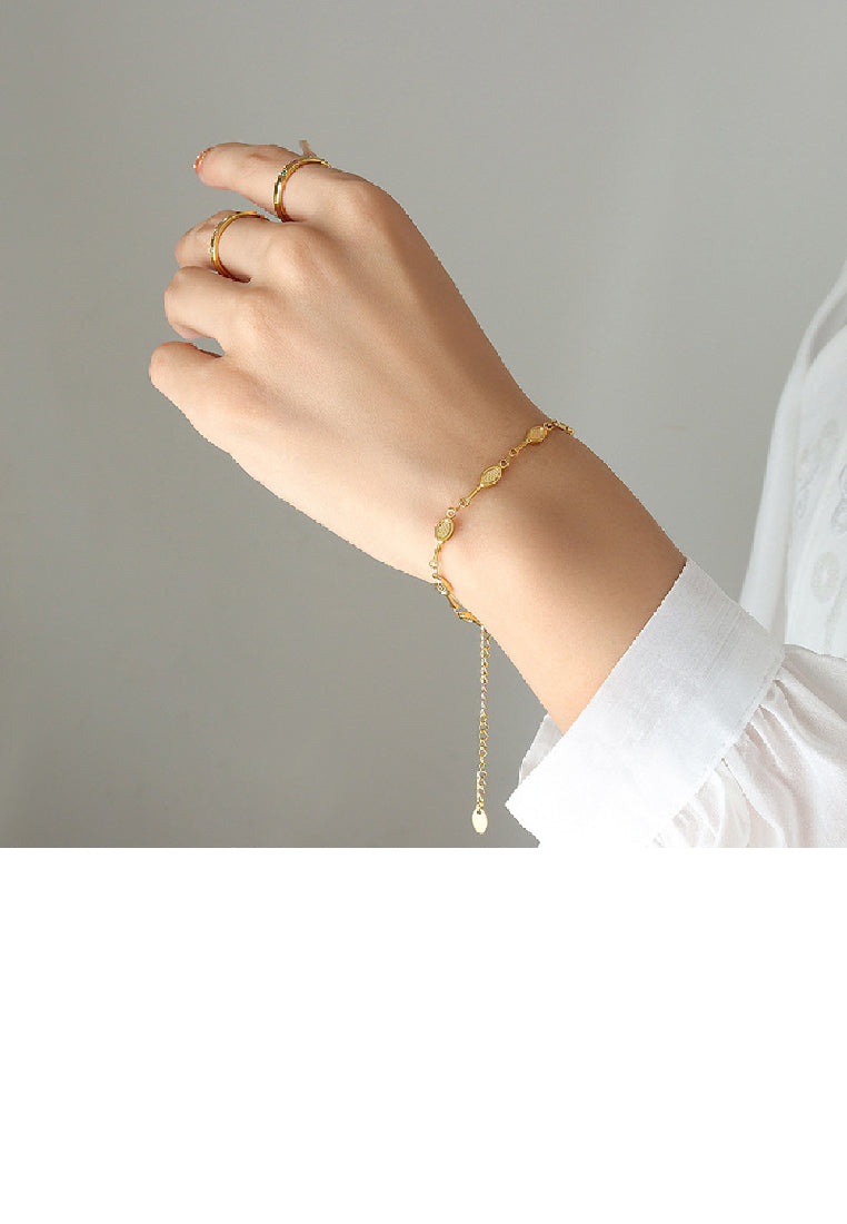 Fashion Simple Plated Gold 316L Stainless Steel Geometric Oval Chain Bracelet