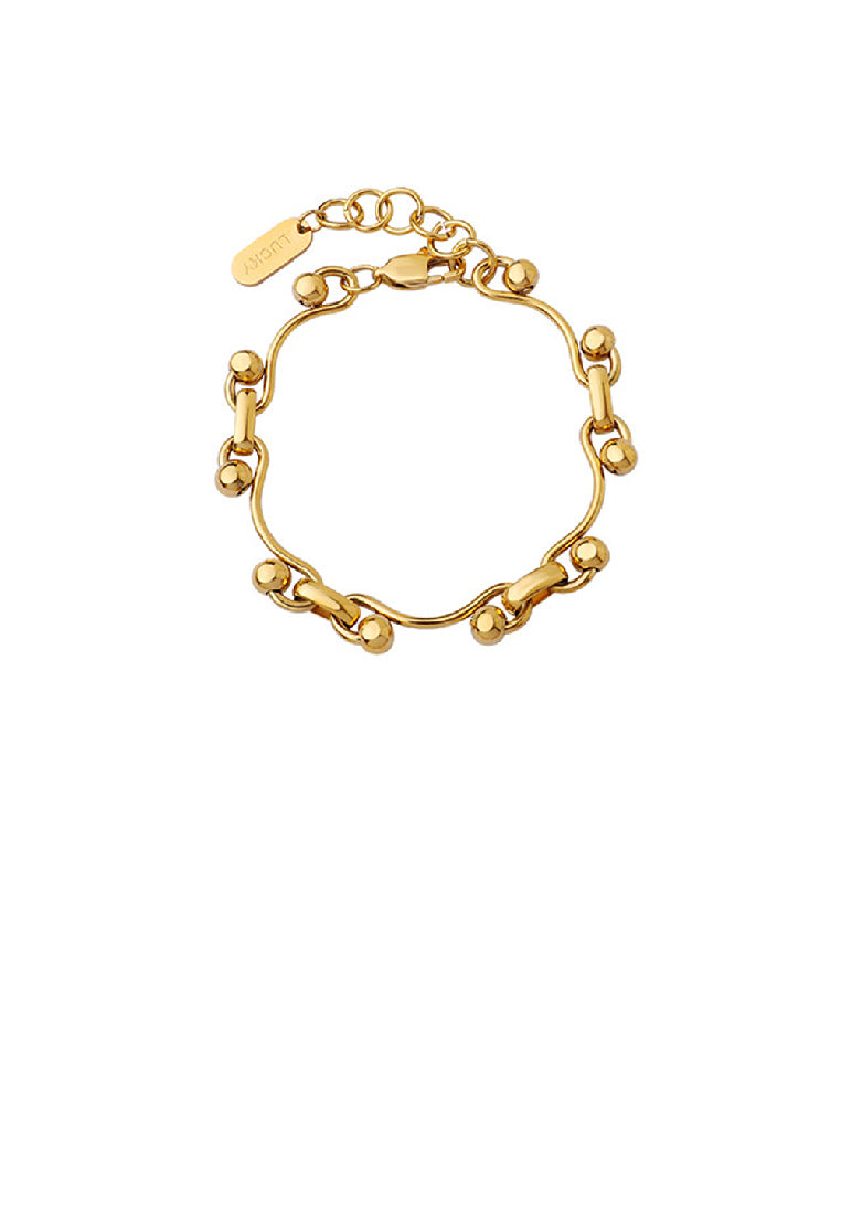 Fashion Simple Plated Gold 316L Stainless Steel Ring Buckle Geometric Bracelet