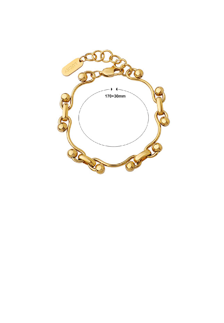 Fashion Simple Plated Gold 316L Stainless Steel Ring Buckle Geometric Bracelet