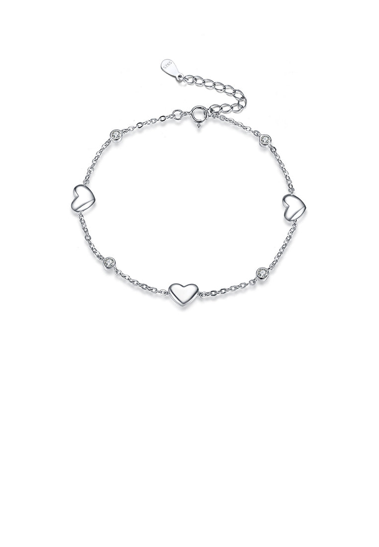 925 Sterling Silver Simple Fashion Heart Shaped Geometric Bracelet with Cubic Zirconia - Luxurious Look