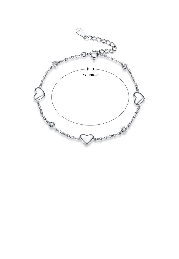 925 Sterling Silver Simple Fashion Heart Shaped Geometric Bracelet with Cubic Zirconia - Luxurious Look