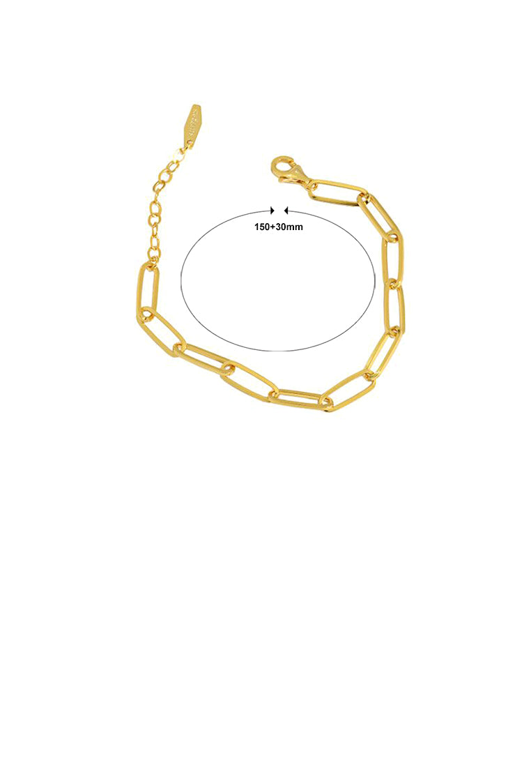 925 Sterling Silver Plated Gold Simple Personality Geometric Chain Bracelet