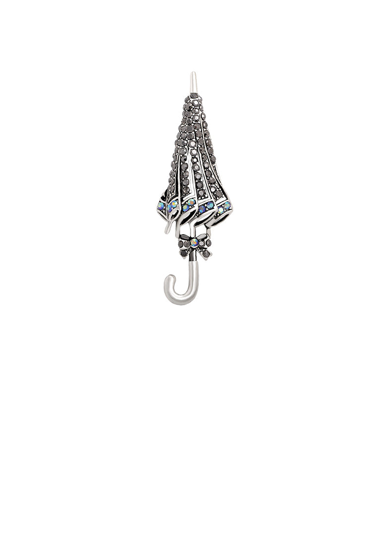 Fashion Brilliant Umbrella Brooch with Grey Cubic Zirconia - Luxurious Look
