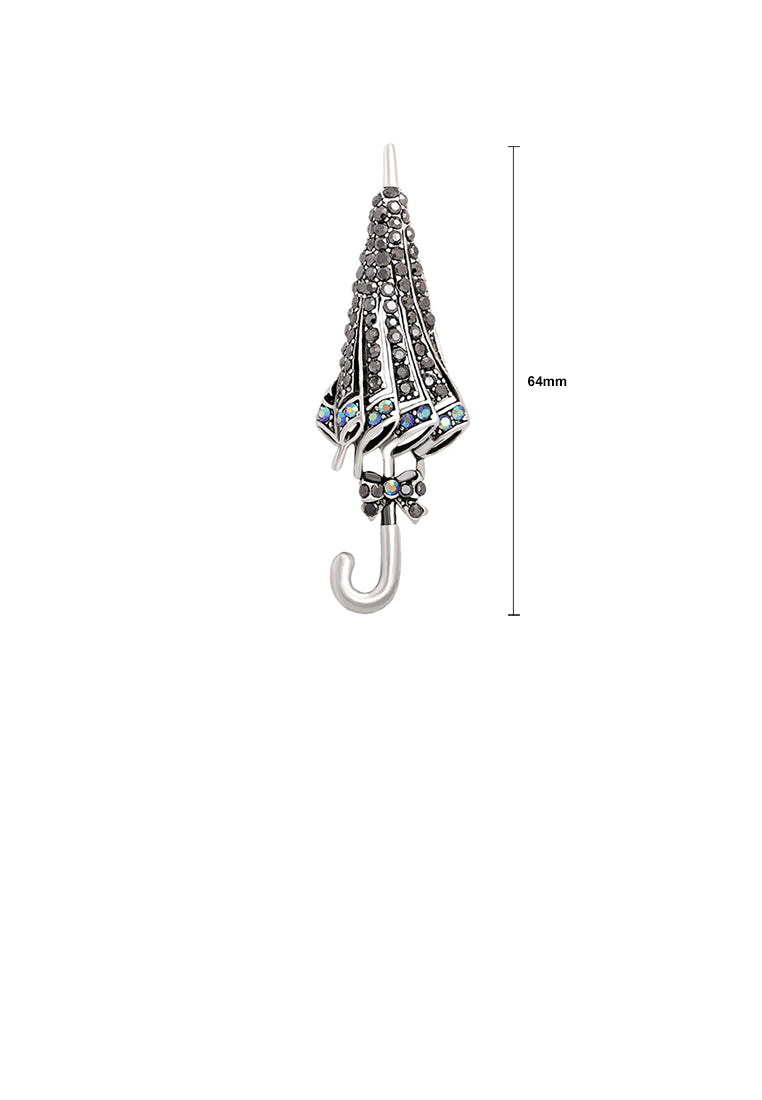 Fashion Brilliant Umbrella Brooch with Grey Cubic Zirconia - Luxurious Look
