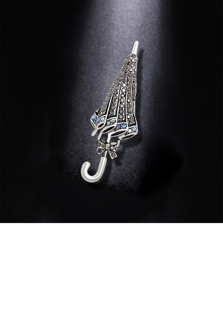 Fashion Brilliant Umbrella Brooch with Grey Cubic Zirconia - Luxurious Look