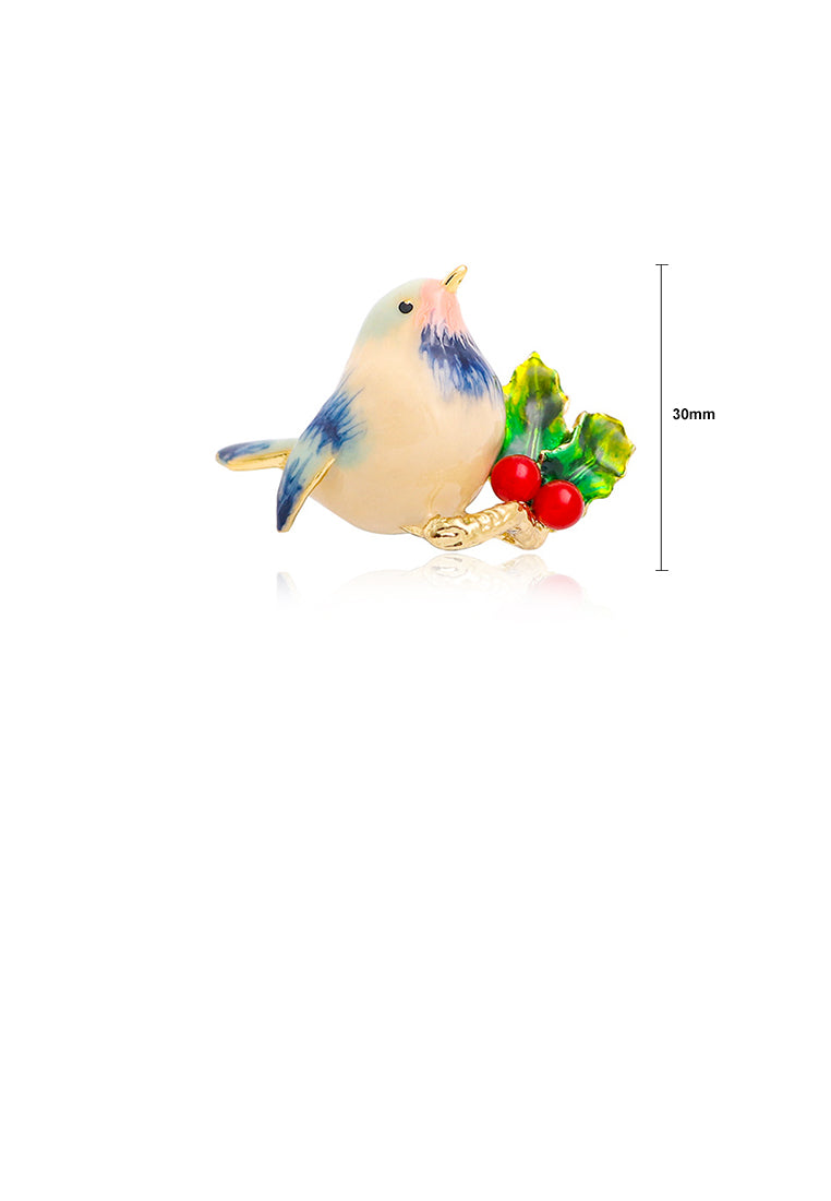 Simple and Fashion Plated Gold Enamel Bird Brooch