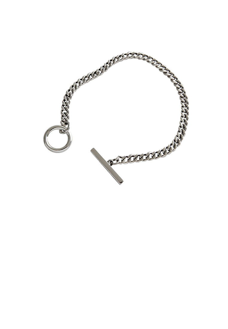 925 Sterling Silver Simple and Fashion Geometric Ring Chain Long Bracelet