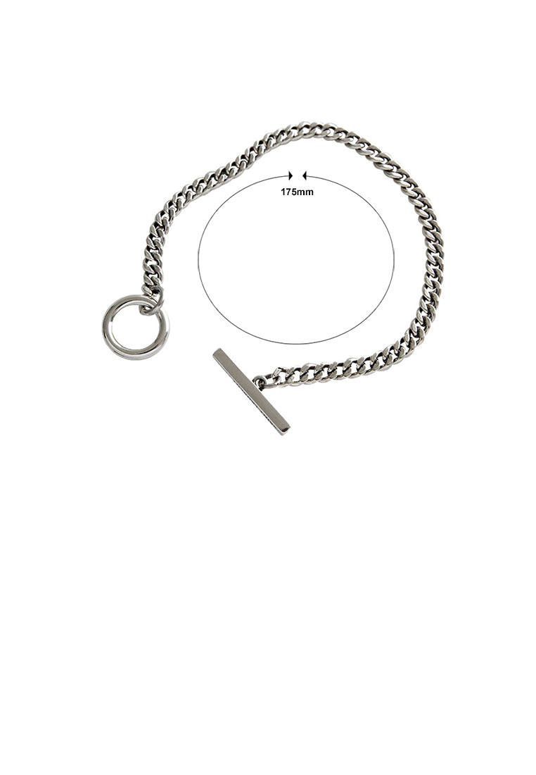 925 Sterling Silver Simple and Fashion Geometric Ring Chain Long Bracelet